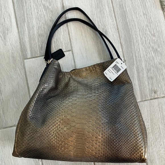 Coach Metallic Embossed Leather Phoebe Shoulder Bag Ombre Gold/Bronze/Black- NWT - Picture 2 of 13